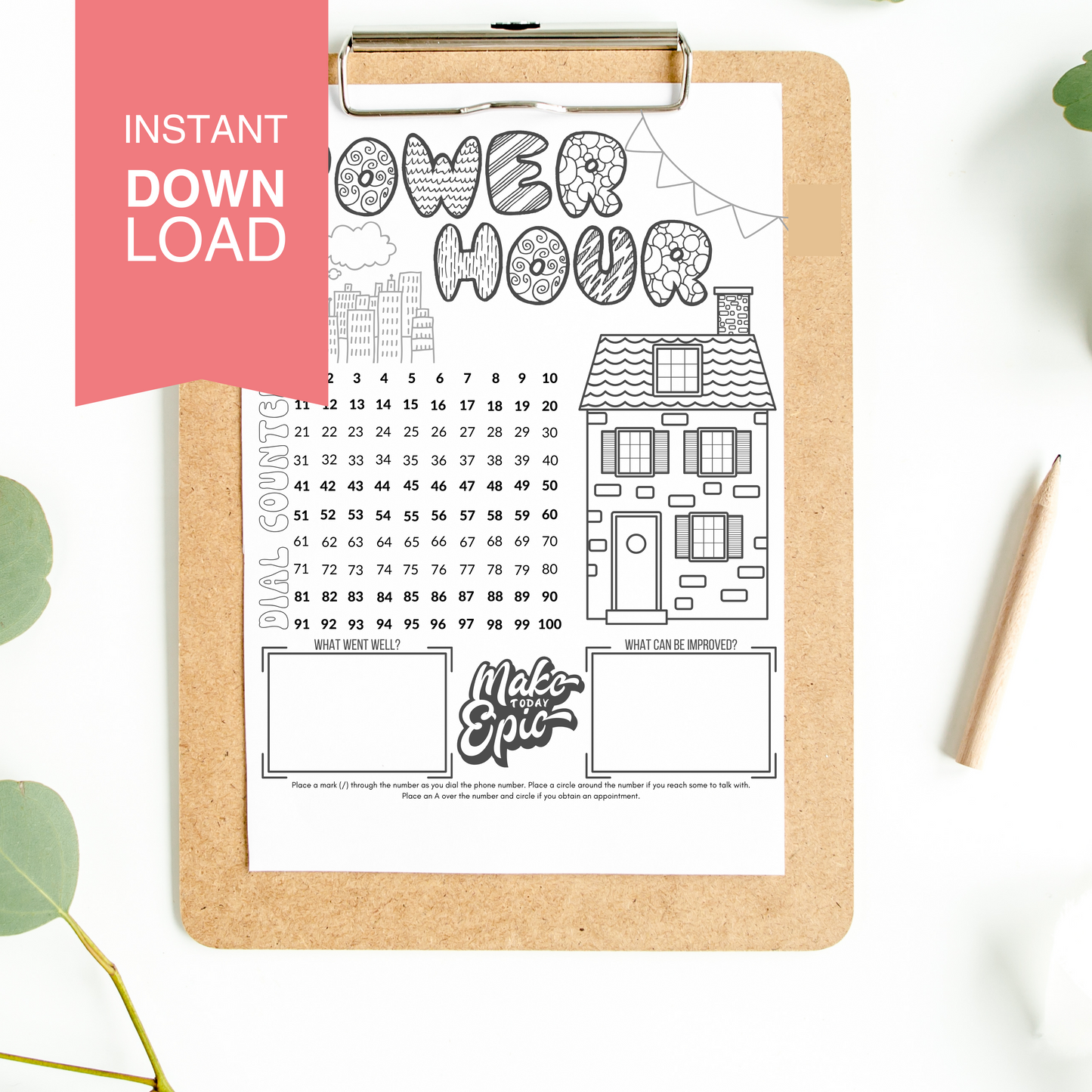 Power Hour Dial Counter- Instant Download