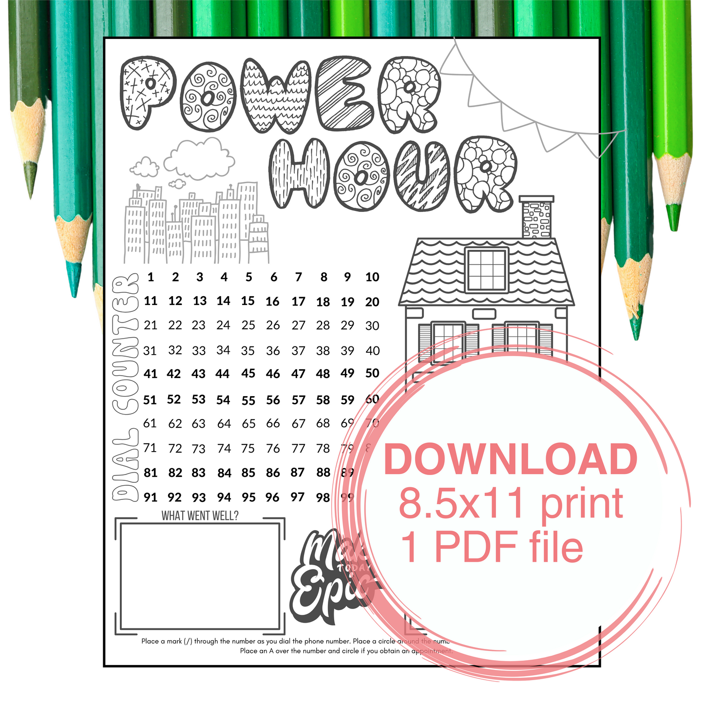 Power Hour Dial Counter- Instant Download