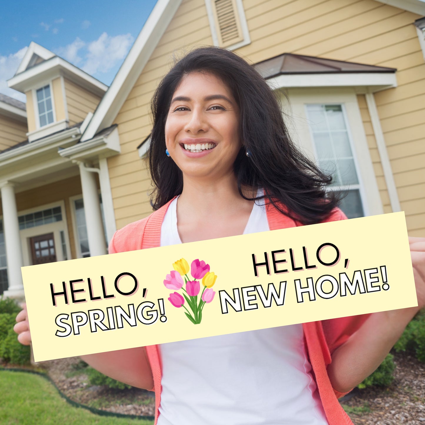 Hello Spring, Hello New Home 6x24" Sign Rider