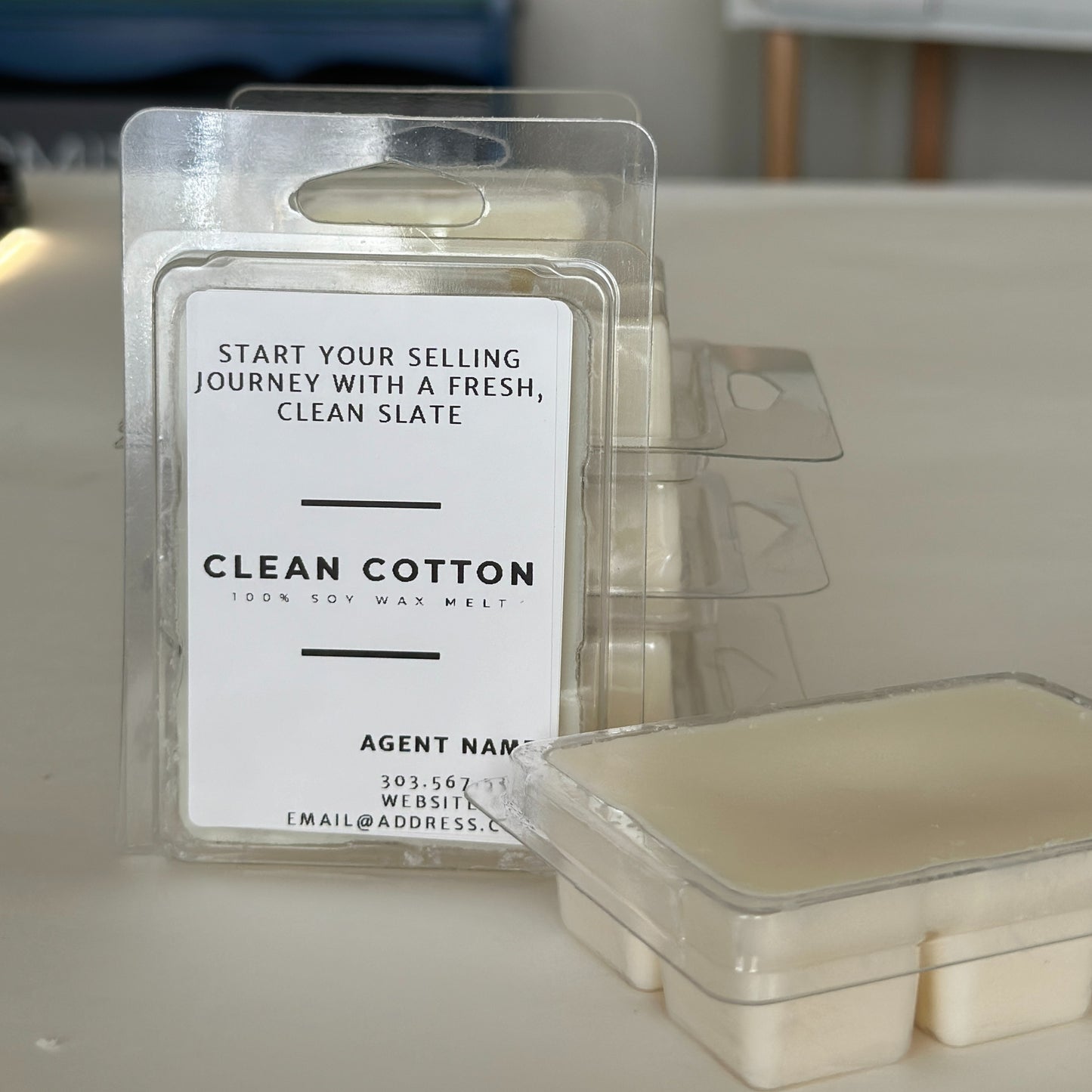 off white clean cotton soy wax melt