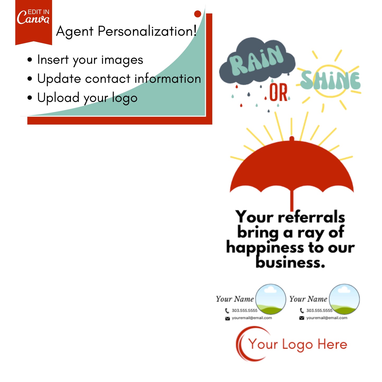 Rain or Shine Pop By Tag- Instant Download