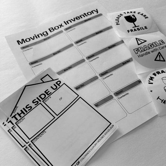 Moving box inventory, personalized this side up moving box stickers, fragile stickers