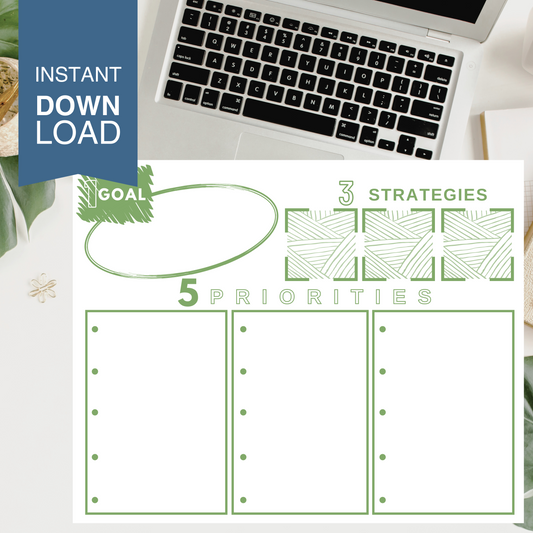 1-3-5 Goal Setter- Instant Download