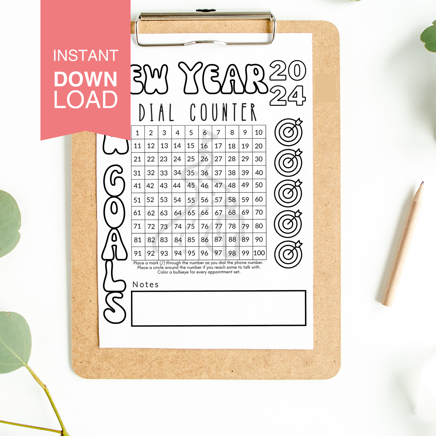 New Year, New Goal Power Hour Dial Counter- Instant Download