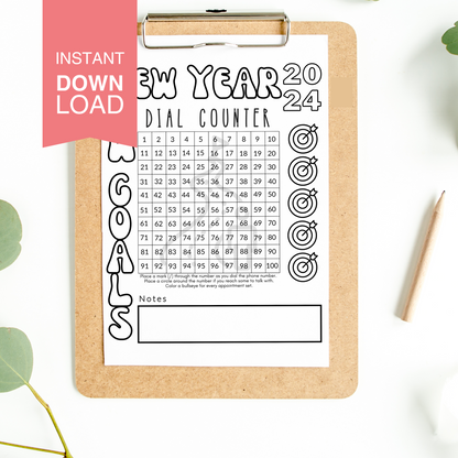 New Year, New Goal Power Hour Dial Counter- Instant Download