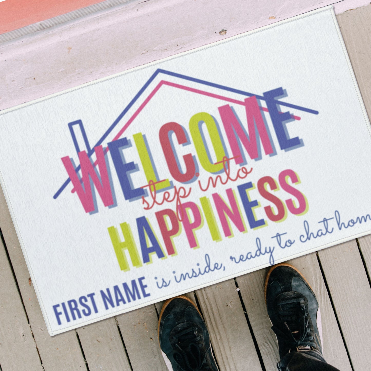 Personalized Welcome Mat- Colorful Open House