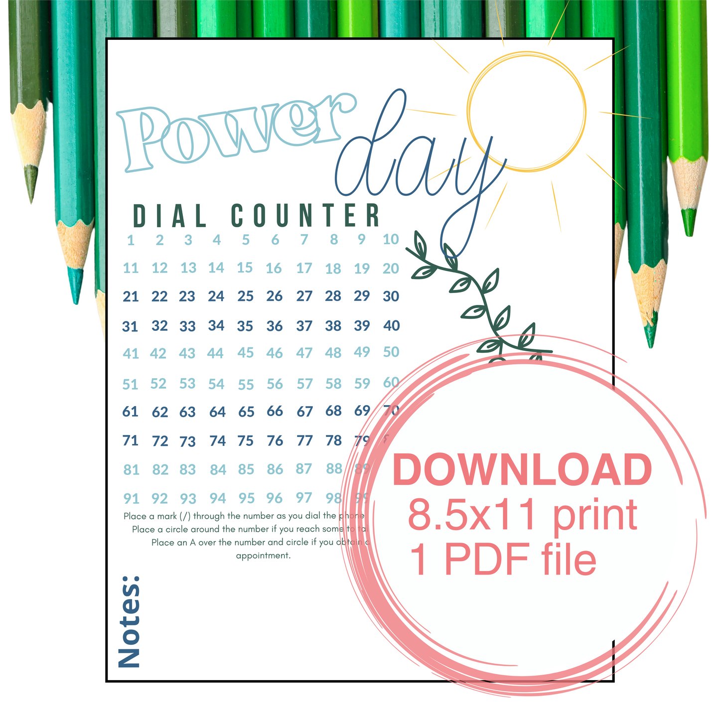 Power Hour Color Dial Counter- Instant Download