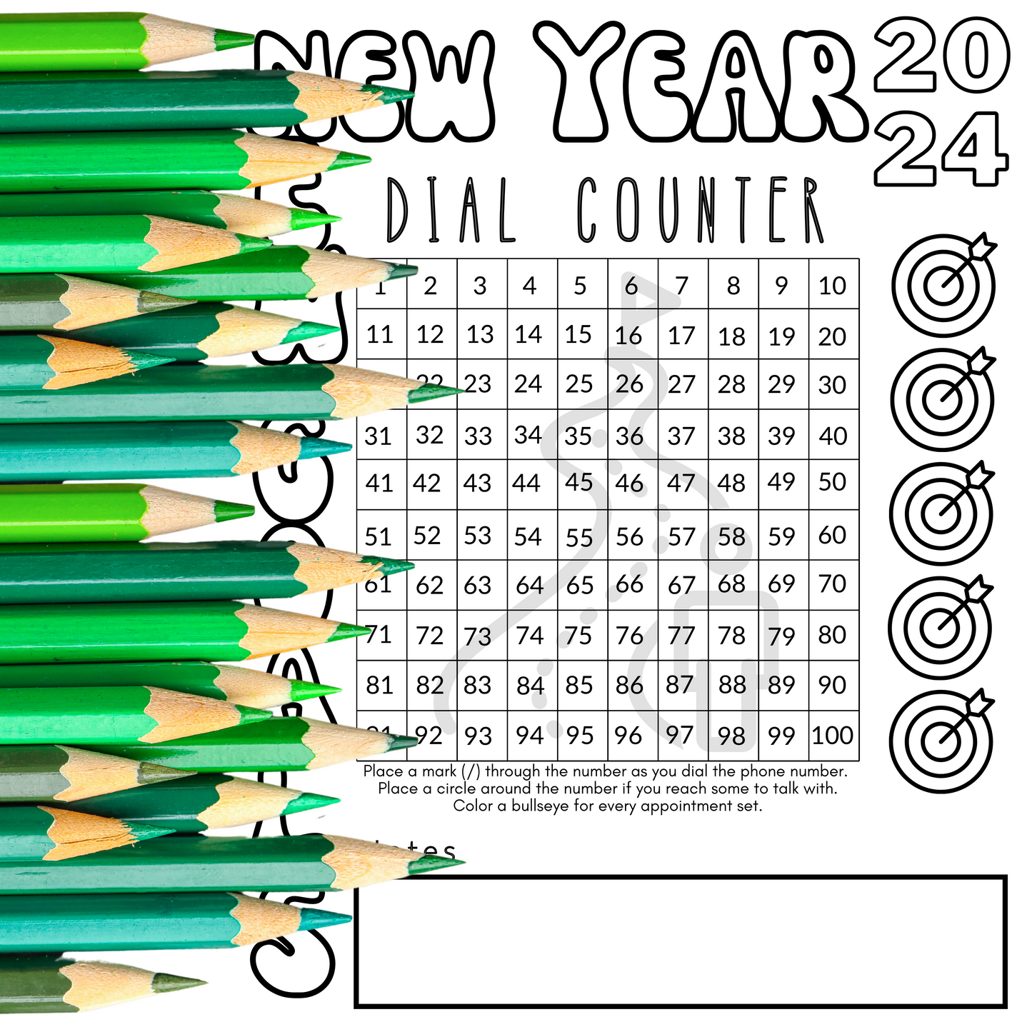 New Year, New Goal Power Hour Dial Counter- Instant Download