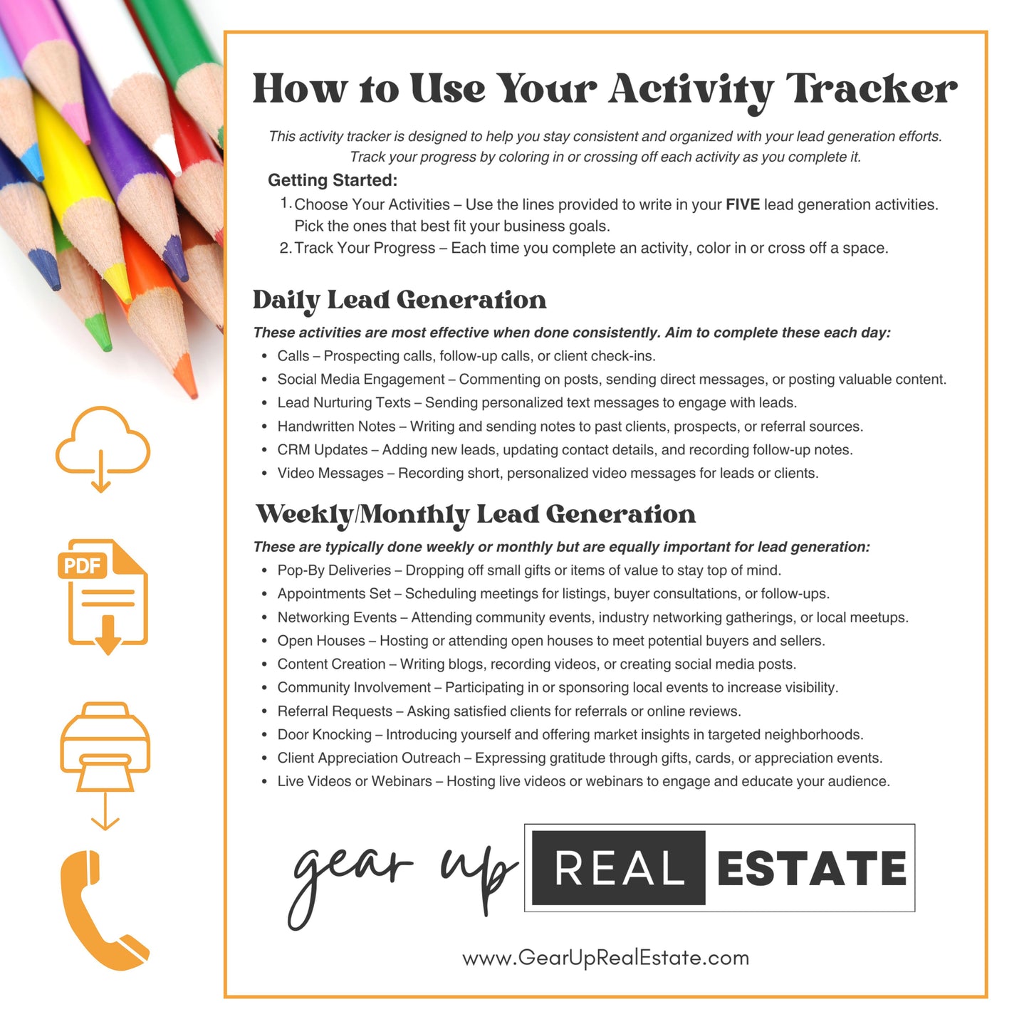 St. Pattys Weekly Activity Tracker- Instant Download