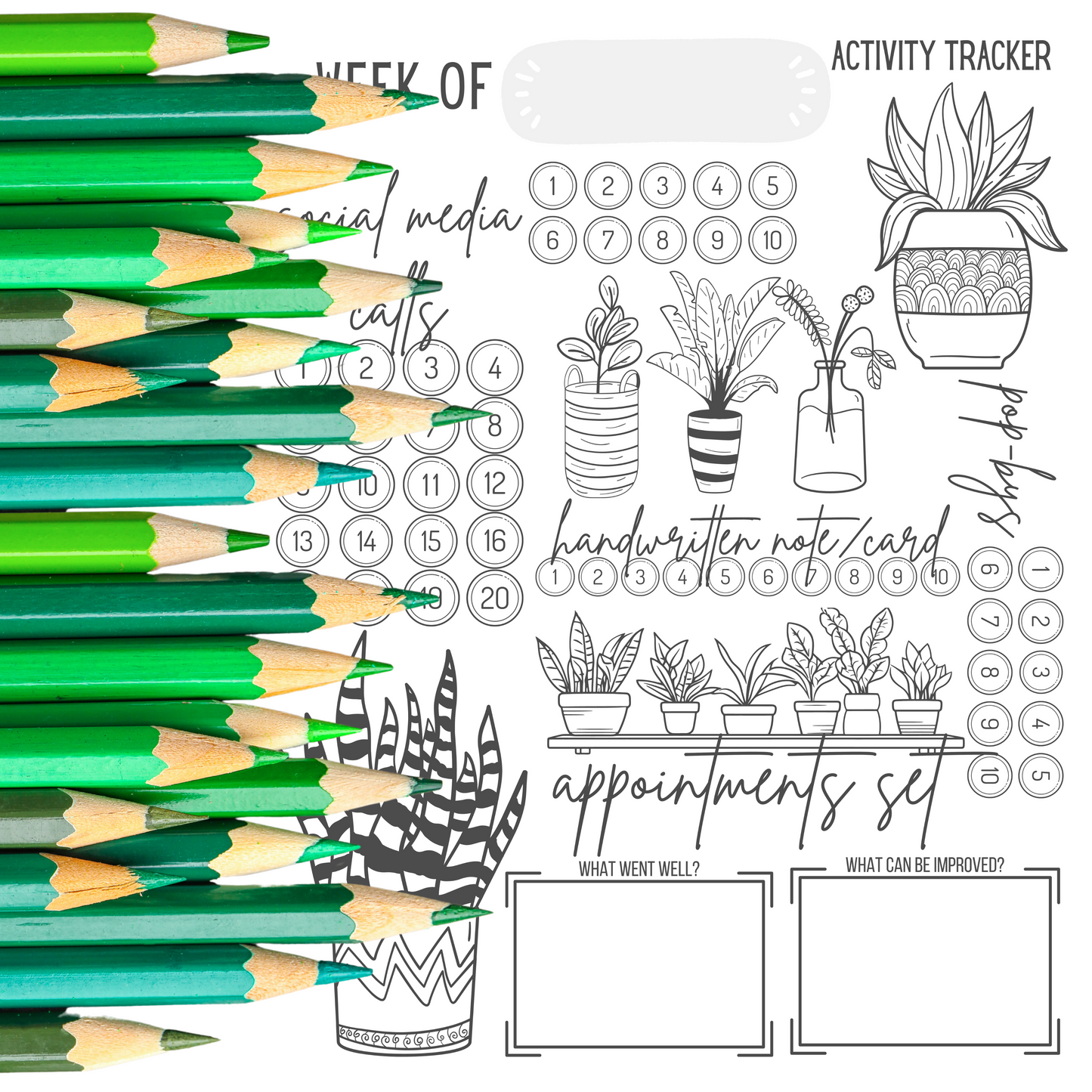 Grow Plants Weekly Activity Tracker- Instant Download