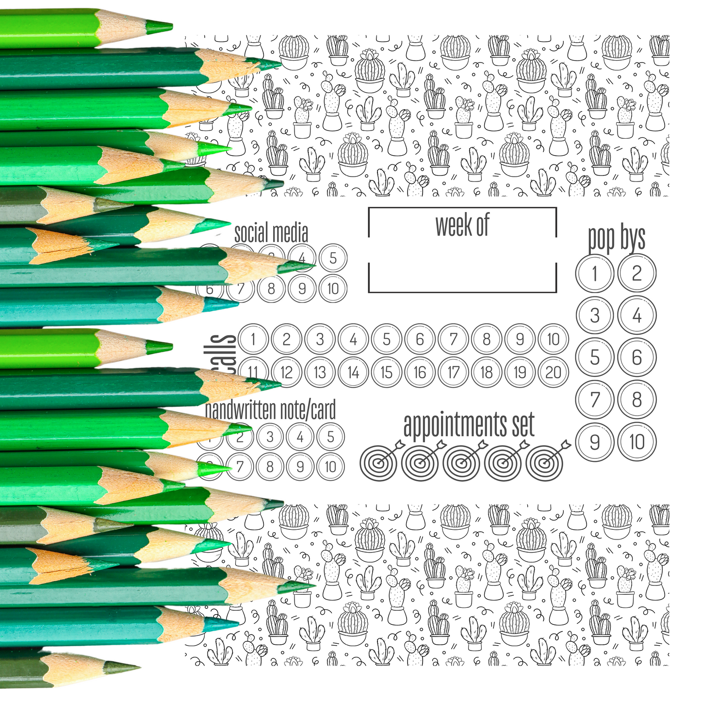 Cactus Weekly Activity Tracker- Instant Download