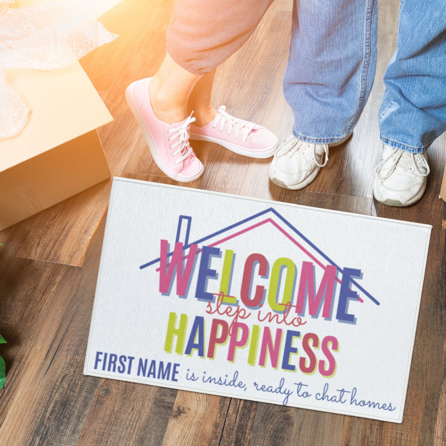 Personalized Welcome Mat- Colorful Open House