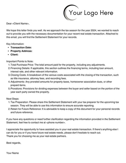 Year End Settlement Statement Package