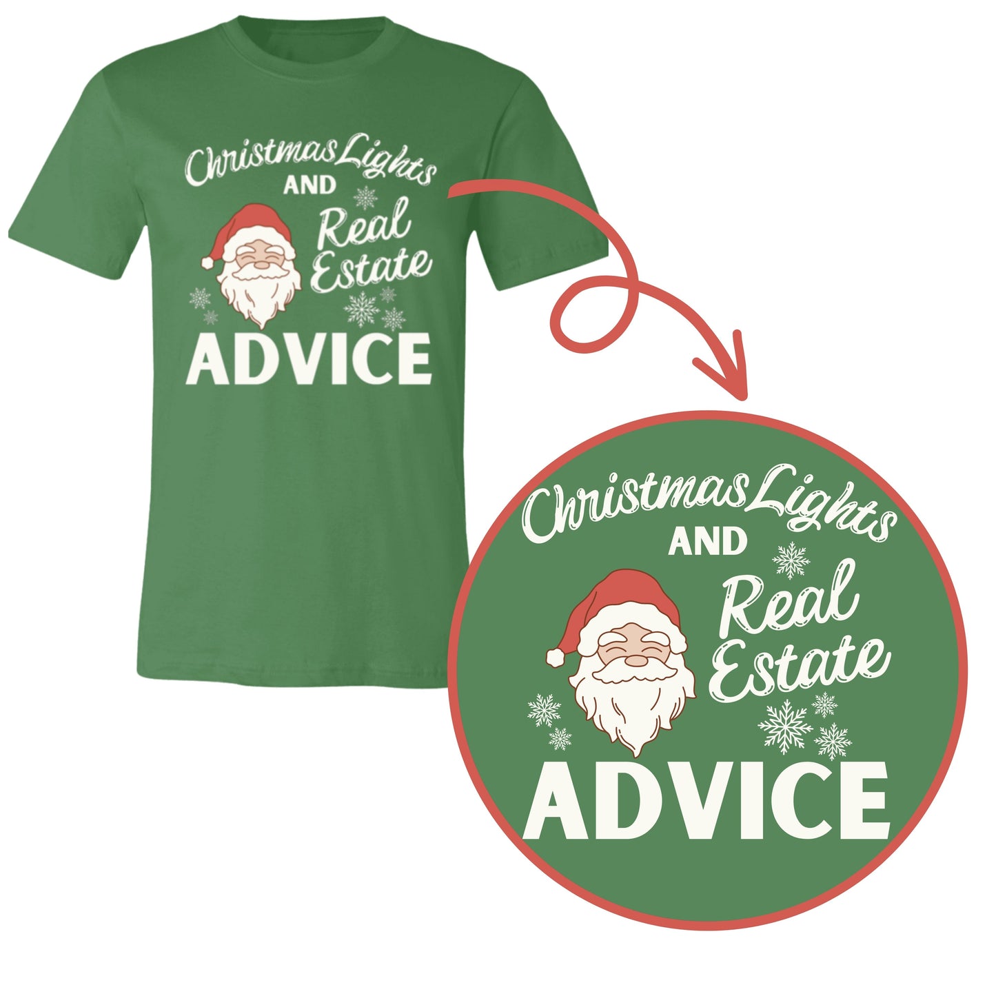Green Christmas Realtor shirt, Santa, holiday real estate