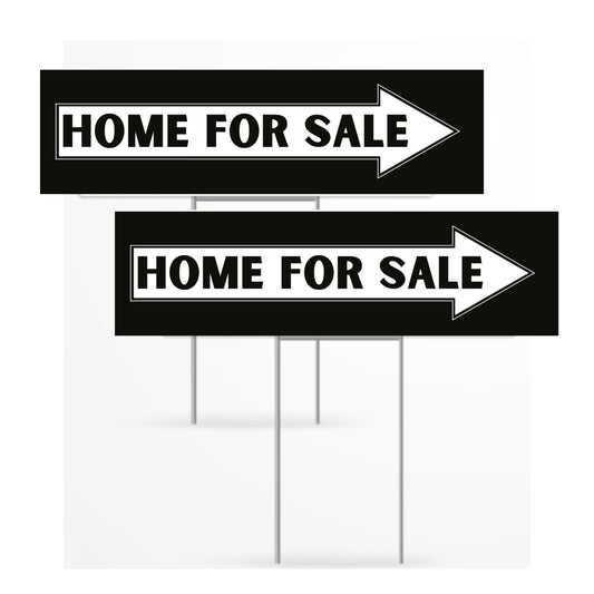  'Home for Sale' signs with arrows on a white background