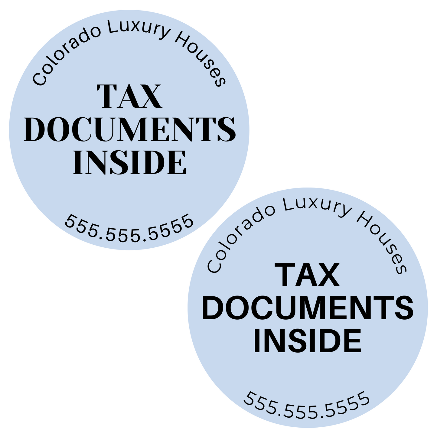 Blue 2" Tax Documents Inside Sticker