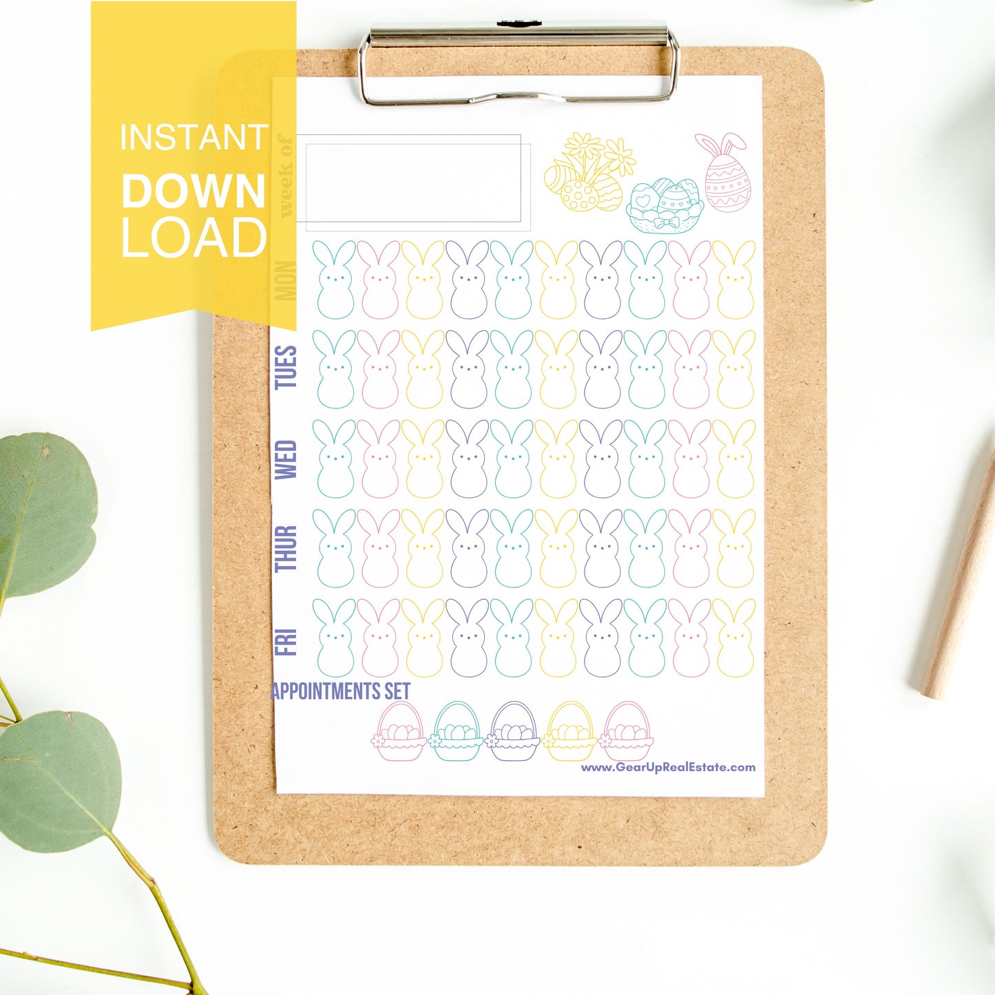 Spring Peeps Weekly Call Tracker- Instant Download