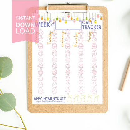 Easter Weekly Call Tracker- Instant Download
