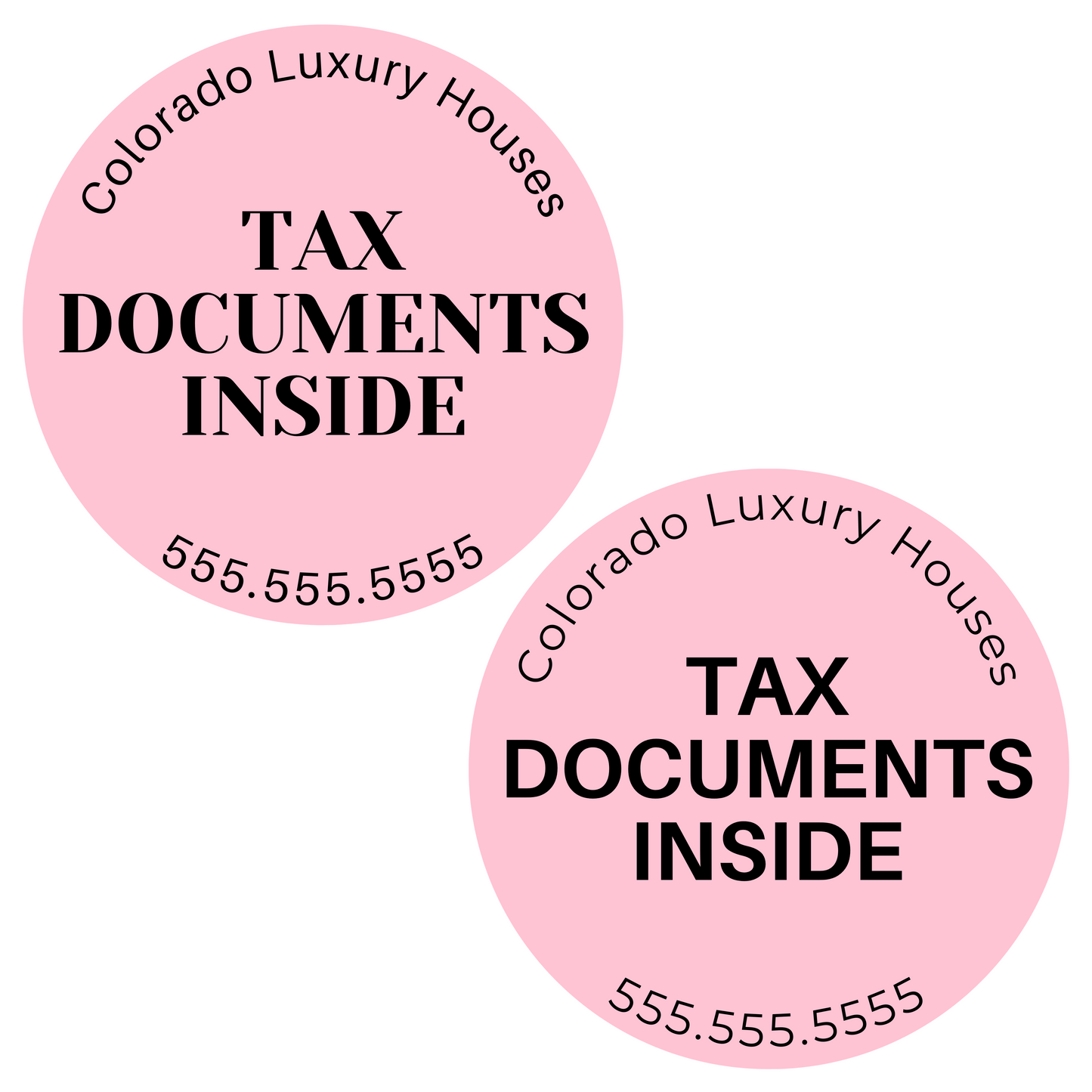 Pink 2" Tax Documents Inside Sticker