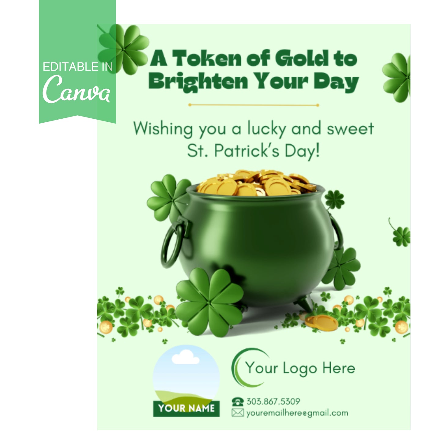 St. Patricks Bright Day Pop By Tag- Instant Download