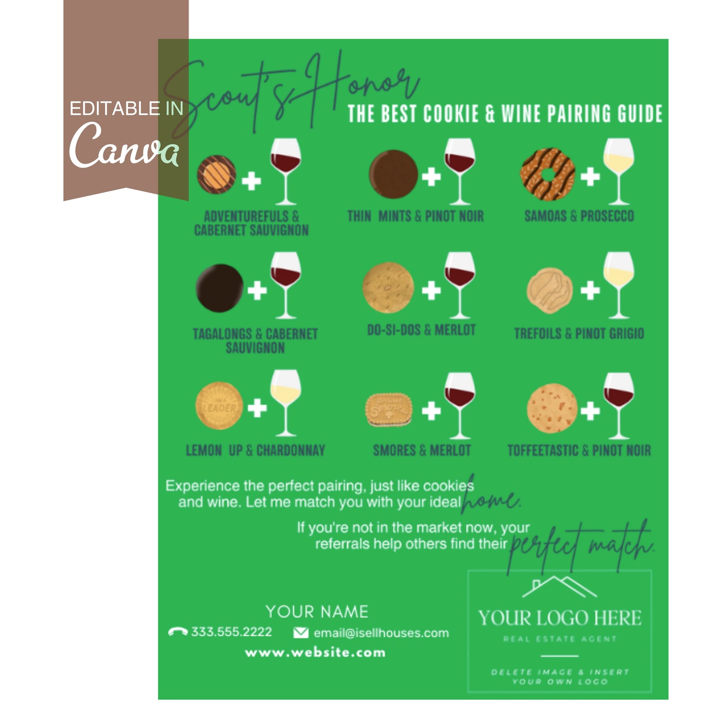 Girl Scout Cookies and Wine Pairing Pop By- Instant Download