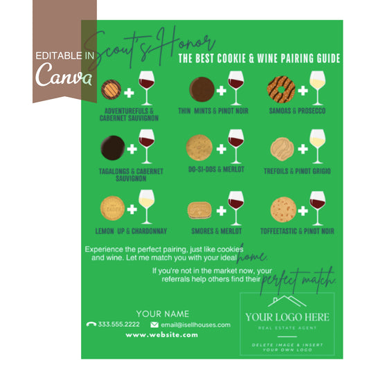 Girl Scout Cookies and Wine Pairing Pop By- Instant Download