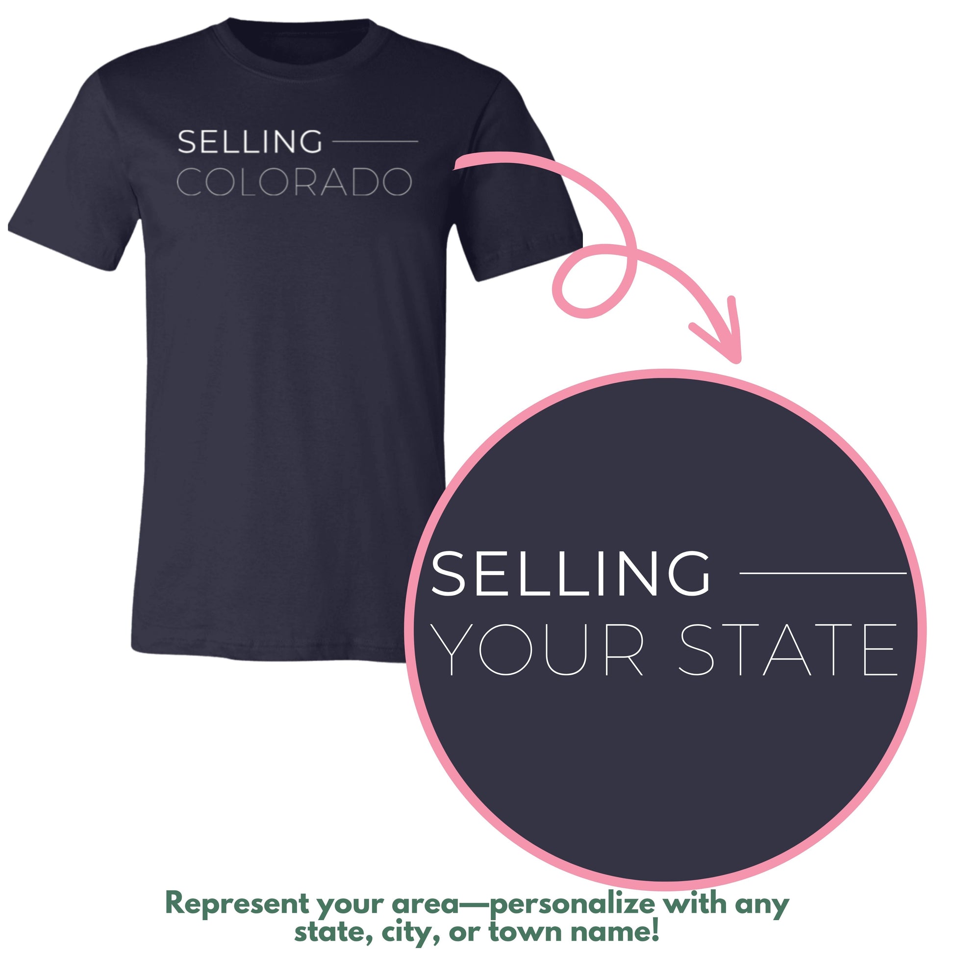 Selling 'Your State' Real Estate Navy T-shirt