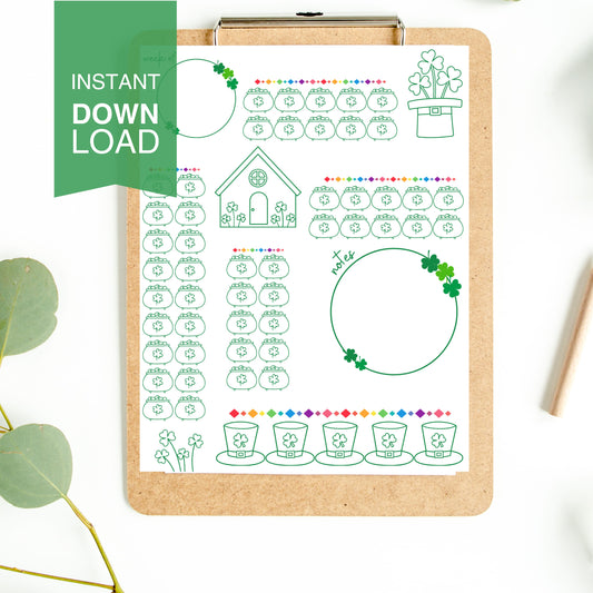 St. Pattys Weekly Activity Tracker- Instant Download