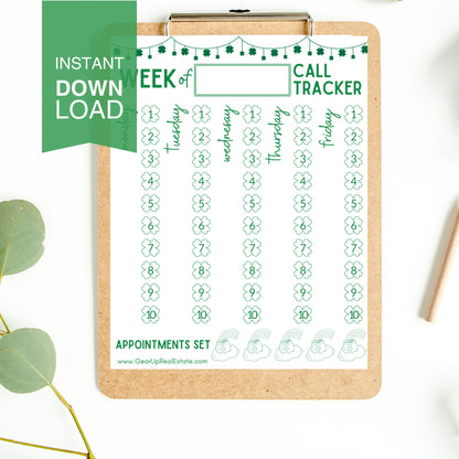 Luck of the Irish Weekly Call Tracker- Instant Download