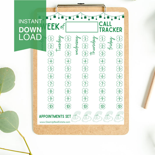 Luck of the Irish Weekly Call Tracker- Instant Download