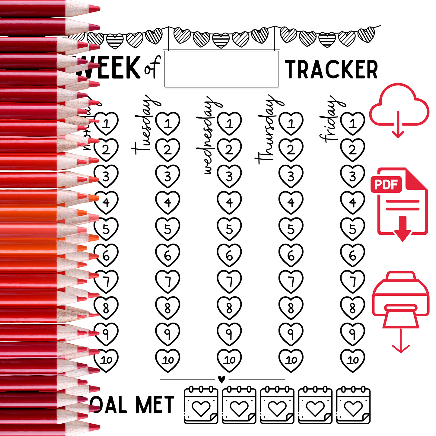 Conversation Hearts Weekly Call Tracker- Instant Download