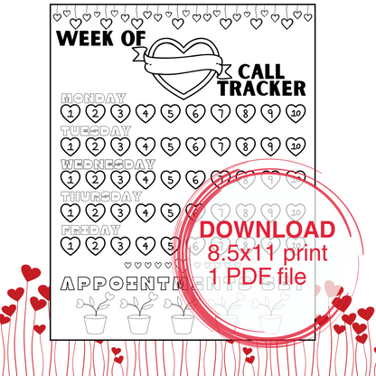 Cupids Arrow Weekly Call Tracker- Instant Download