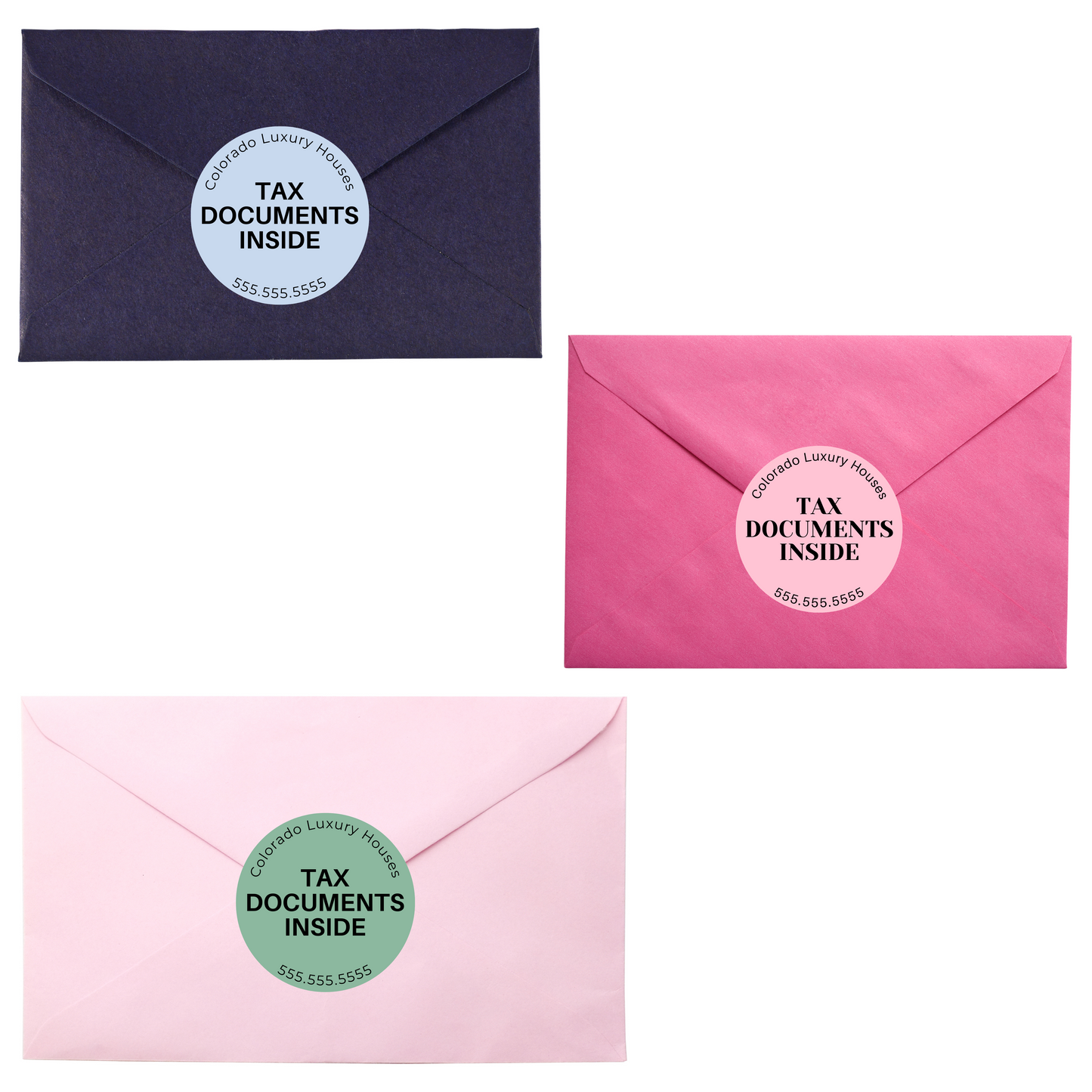 2" Tax Documents Inside Sticker on Envelopes Example