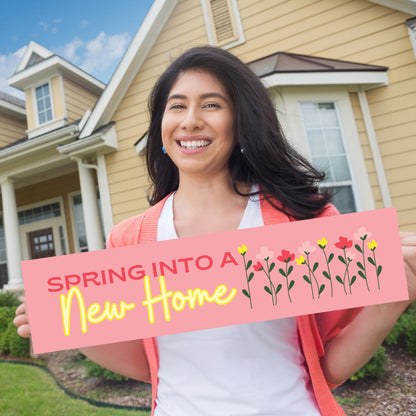 pink corrugated spring real estate sign rider