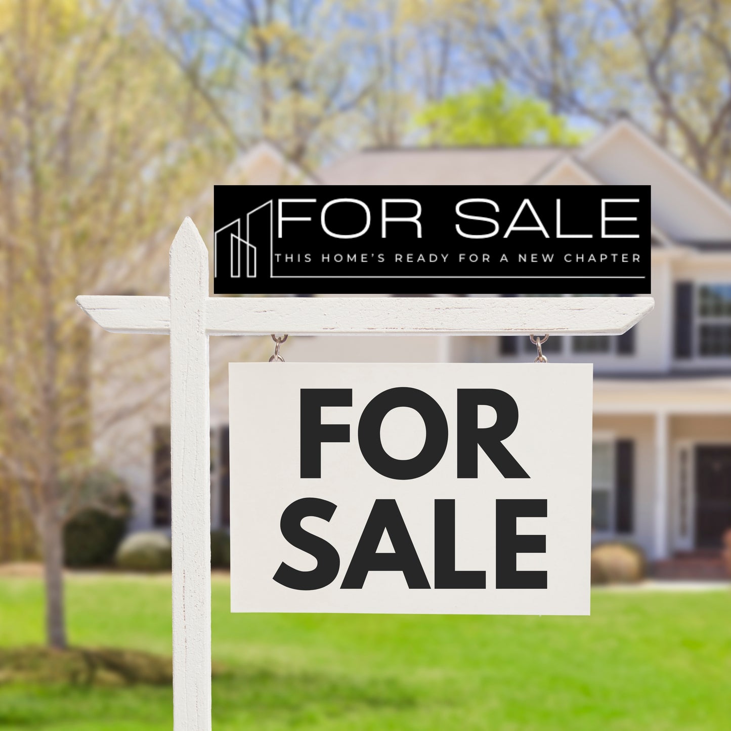 6x24 real estate sign rider black with This home is ready for a new chapter