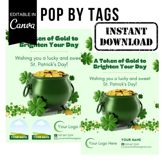 St. Patricks Bright Day Pop By Tag- Instant Download
