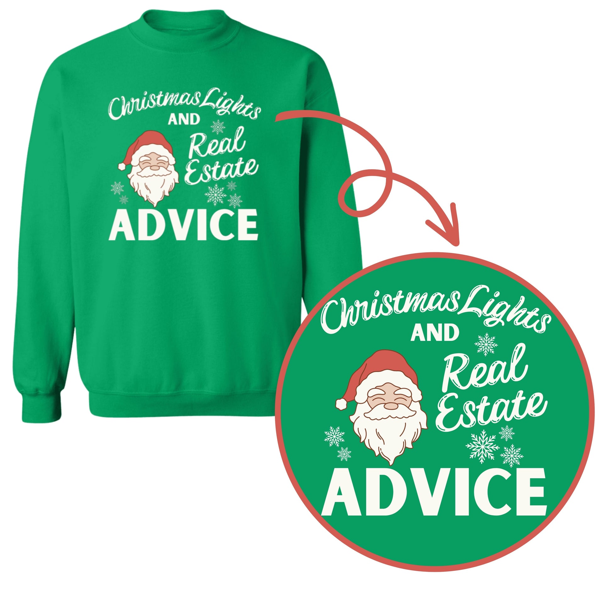 green gildan Realtor holiday apparel, Christmas sweatshirt