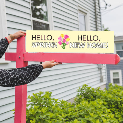 yellow spring flowers real estate sign