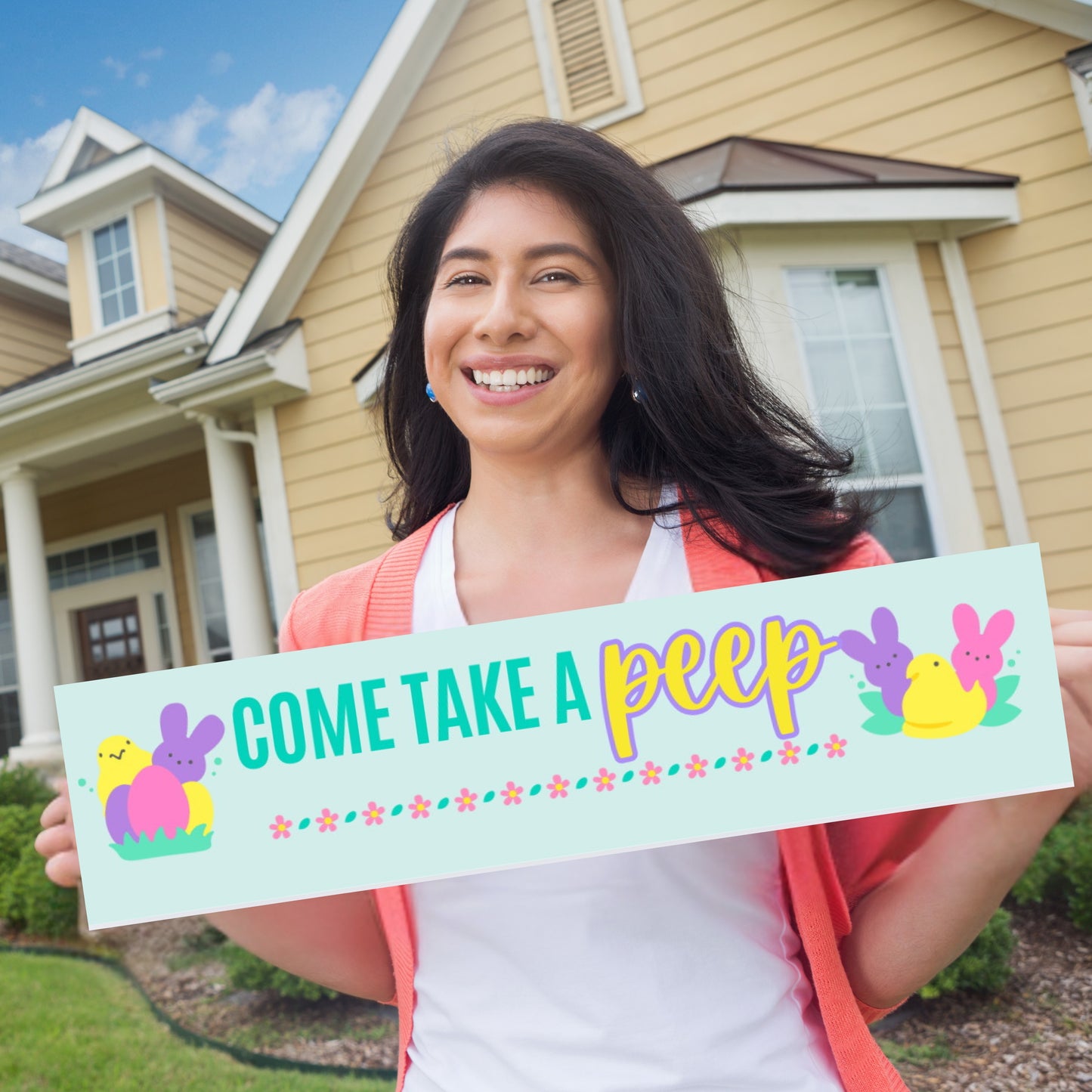 come take a peep sign rider real estate