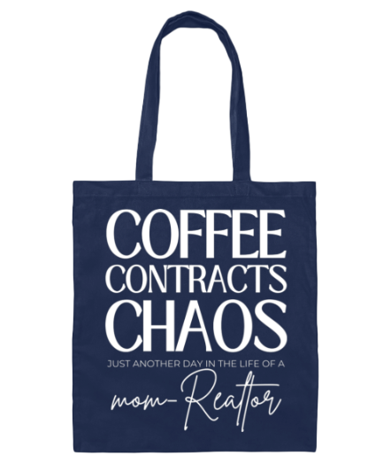 navy Contracts, Coffee, Chaos canvas tote bag