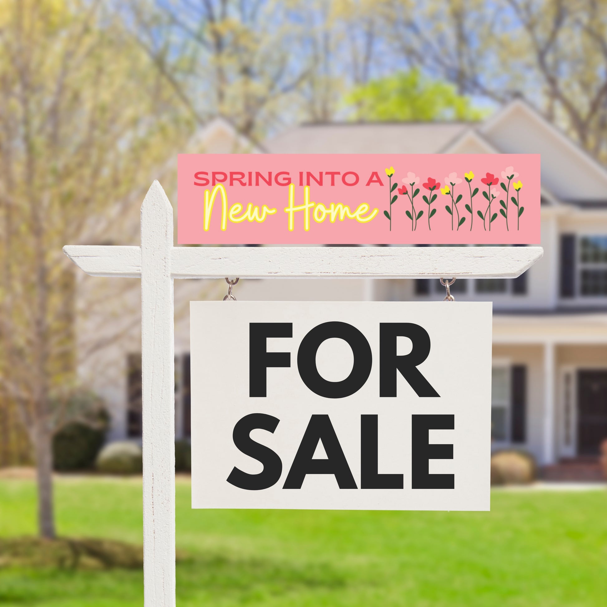 corrugated pink spring real estate sign