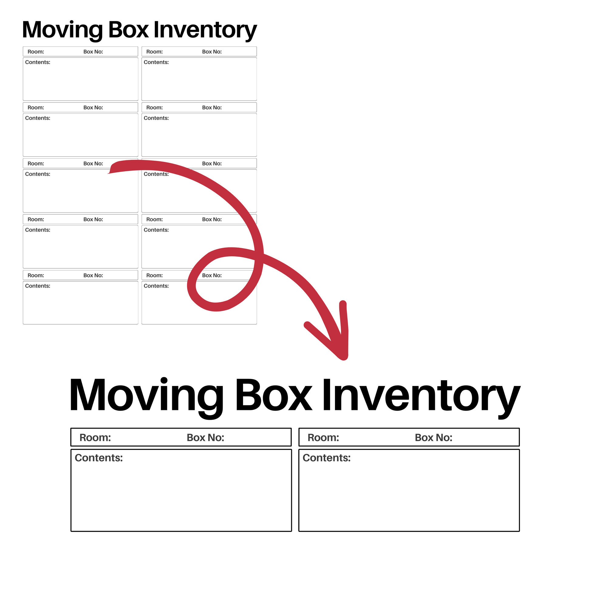 moving box inventory close up