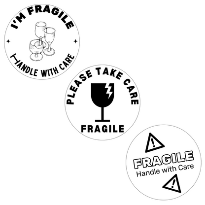 3" fragile circle stickers for packing and moving