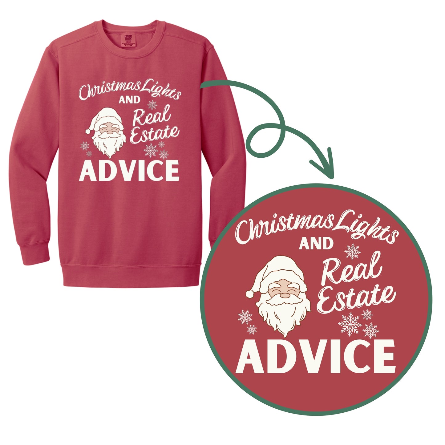 red comfort colors Real_estate_advice_shirt_Santa_Christmas_lights