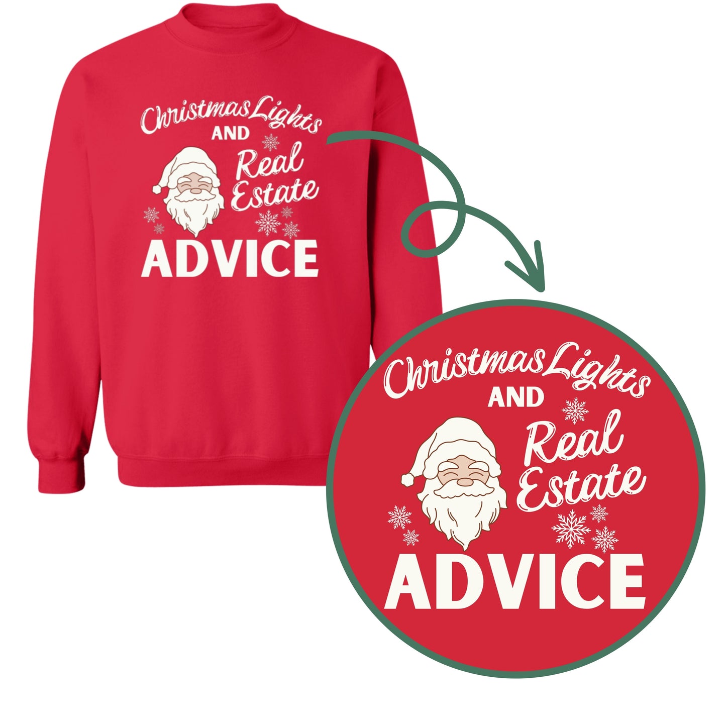 red gildan Realtor holiday apparel, Christmas sweatshirt