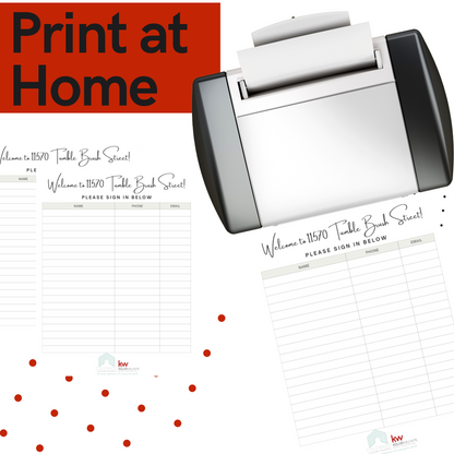 Open House Sign In Sheet- Instant Download