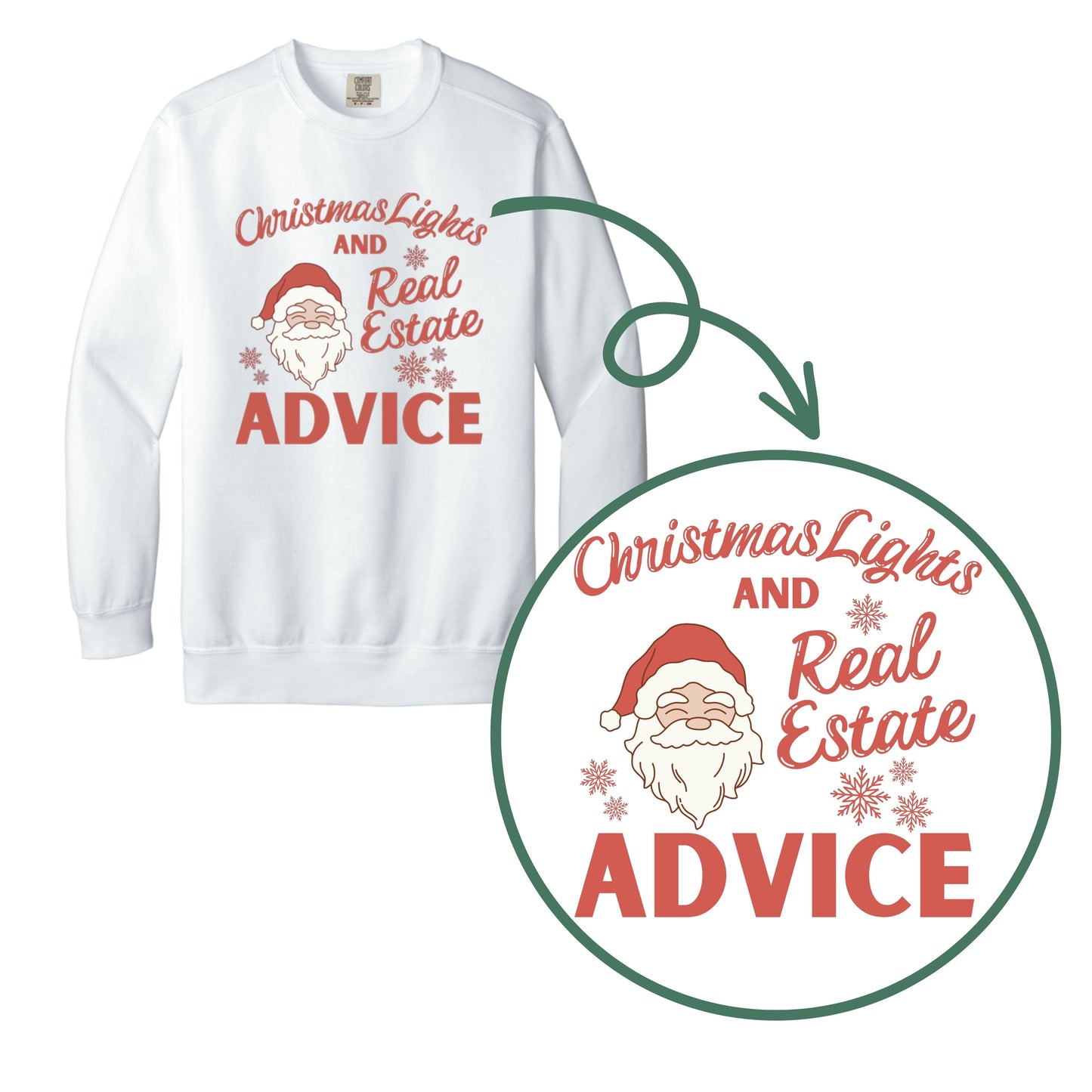 white comfort colors Real_estate_advice_shirt_Santa_Christmas_lights