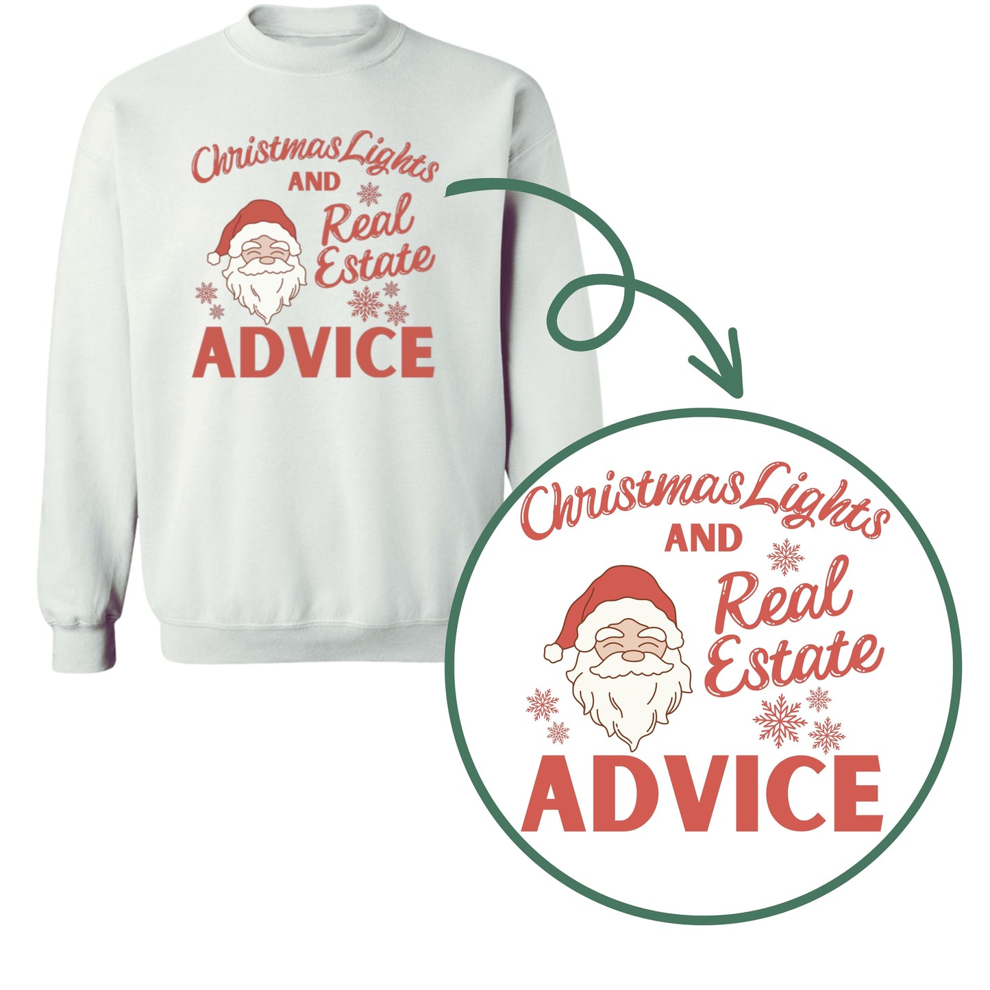 white gildan Realtor holiday apparel, Christmas sweatshirt